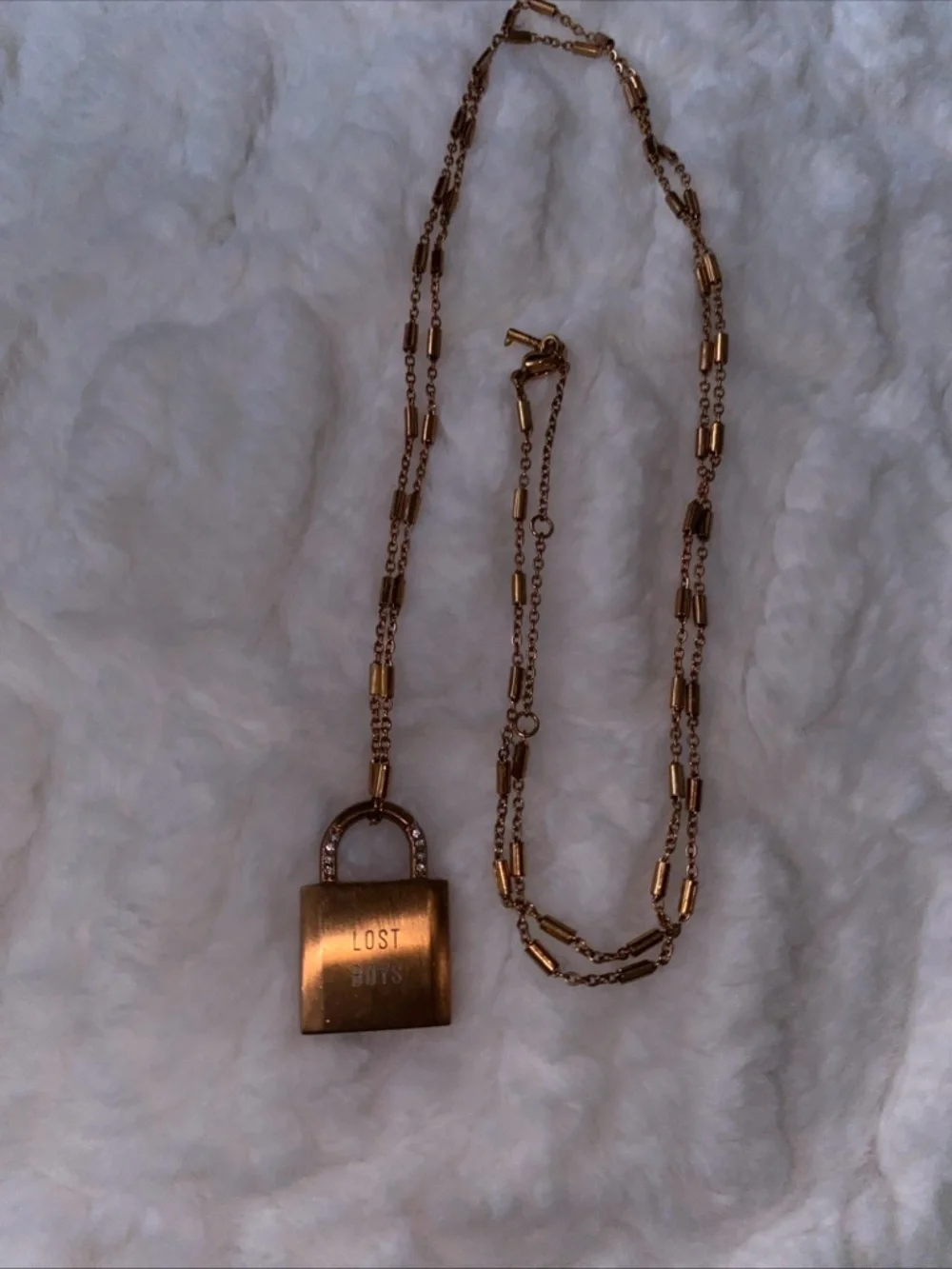 KEEP Collective Lost Boys Lock Pendant Long Necklace Rose‎ Gold Bronze Color